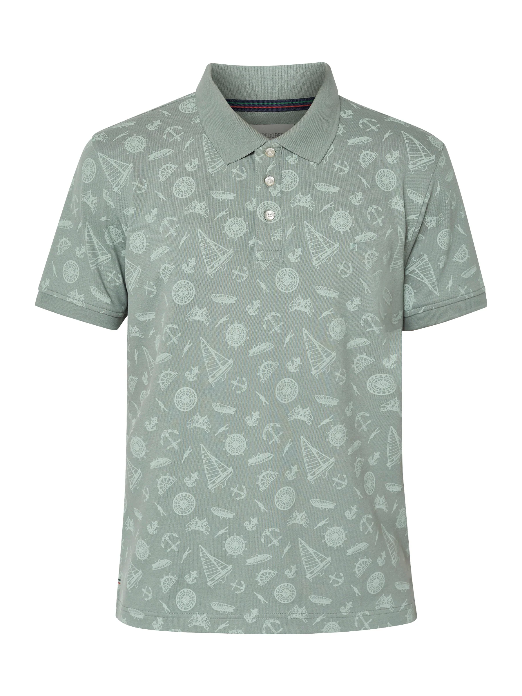COLTON POLO T-SHIRT - Olive pattern with green pastel - Image 2