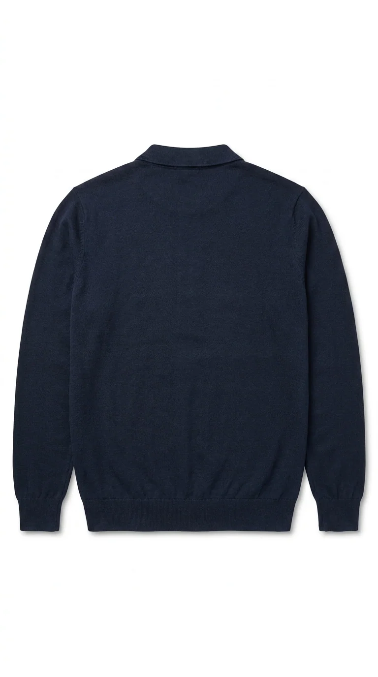 Joey Langærmet Strikket Polo - Navy - Image 5