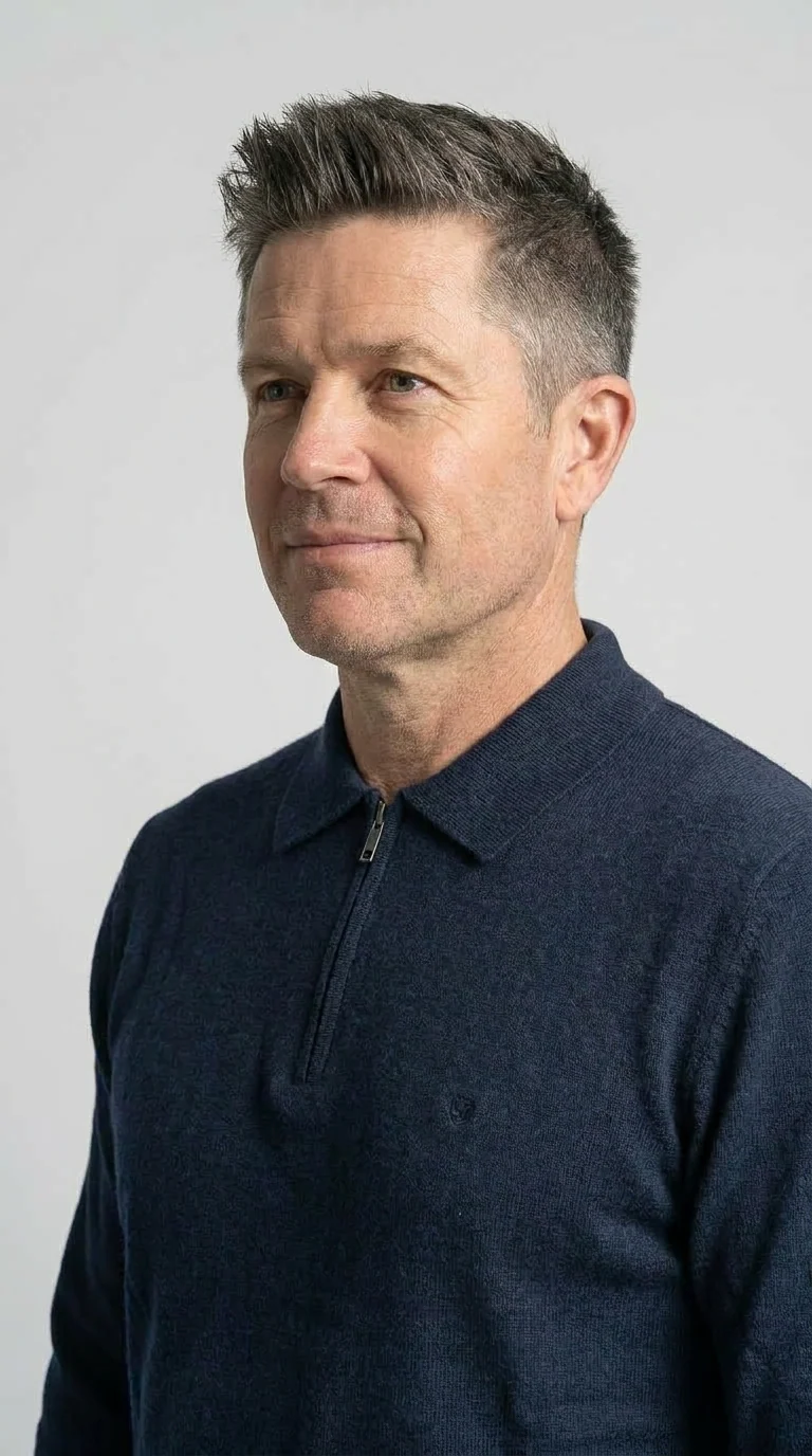Jonah Langærmet Strikket Zip Polo - Navy - Image 3